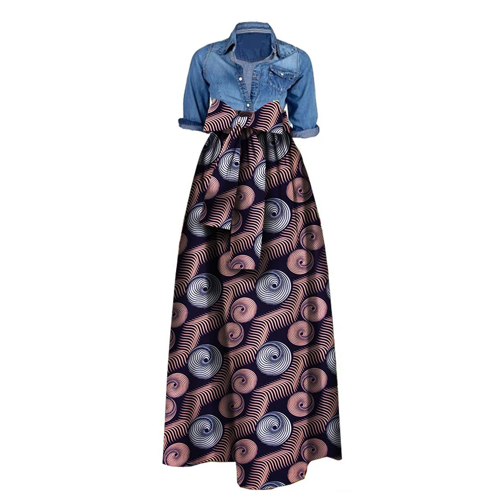 

Summer Female Long Maxi Skirt For Women African Dashiki Bazin Riche Skirt With Belt Ladies Plus Size Streetwear (no Top) Wy1036