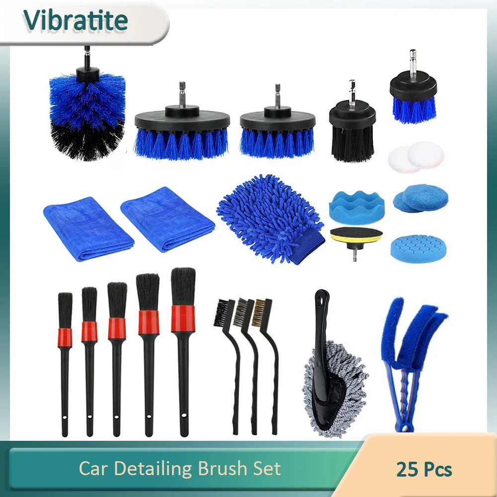 

25PCS Car Detailing Brush Set, Car Detailing Kit, Auto Detailing Brush Set, Car Detailing Brushes, Car Buffing Sponge Pads