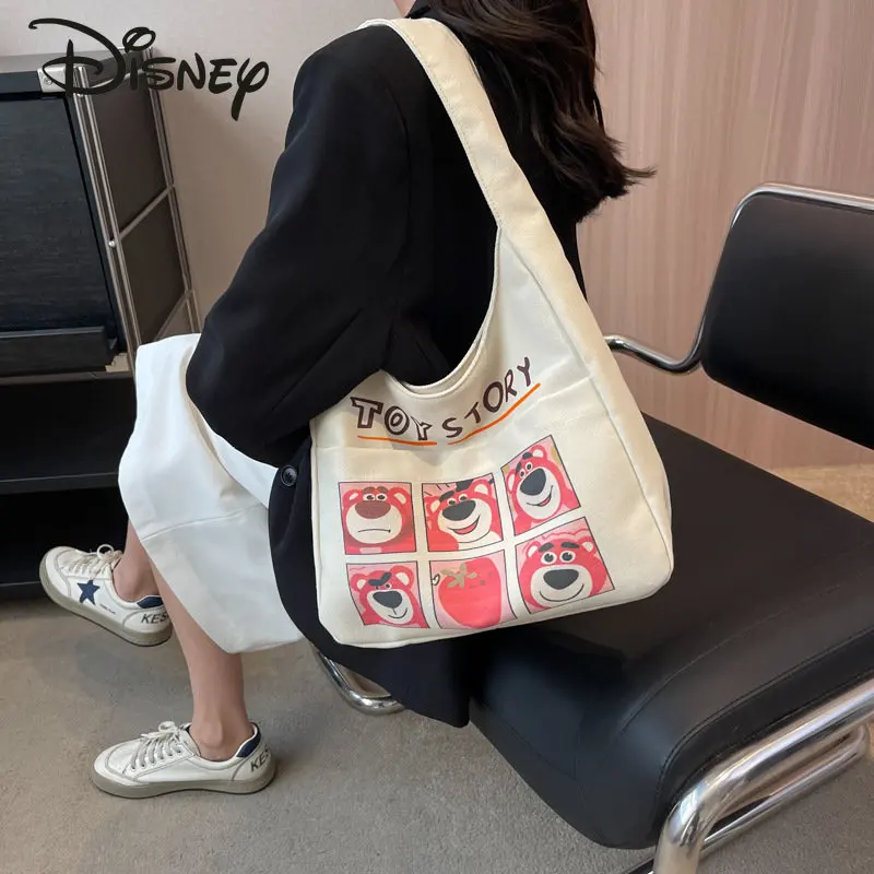 Disney Strawberry Bear New Women's Bag High Quality High Capacity Fashion Handbag Cartoon Leisure Multifunctional Shopping Bag