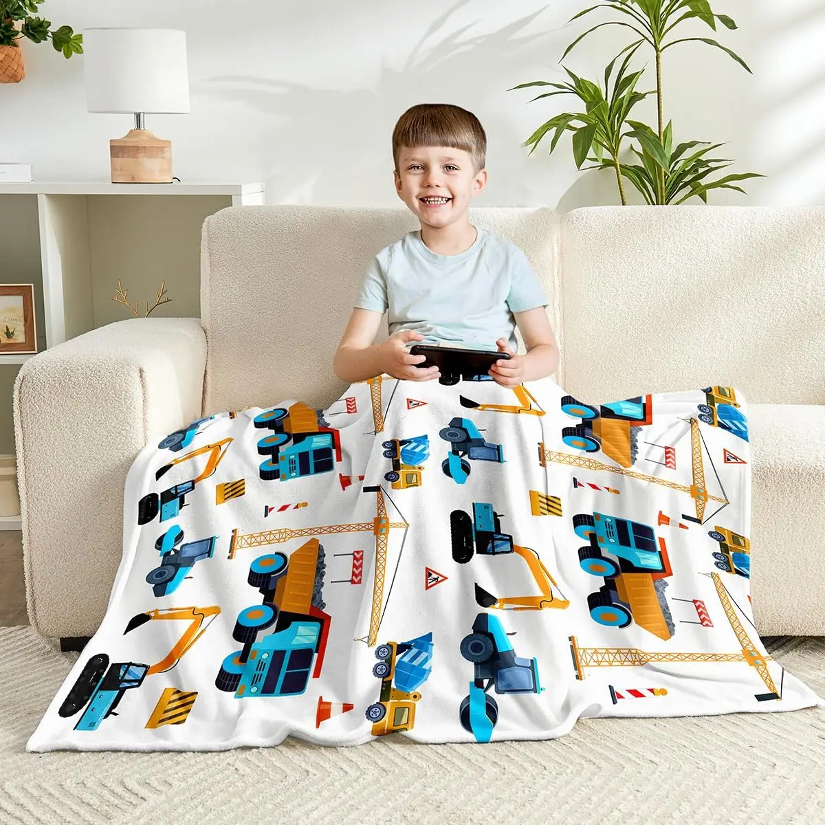 Construction Truck Blankets for Boys and Girls Cute Truck Blanket for Sofa Couch Bed Truck Blanket for Children Kids Boys Teens