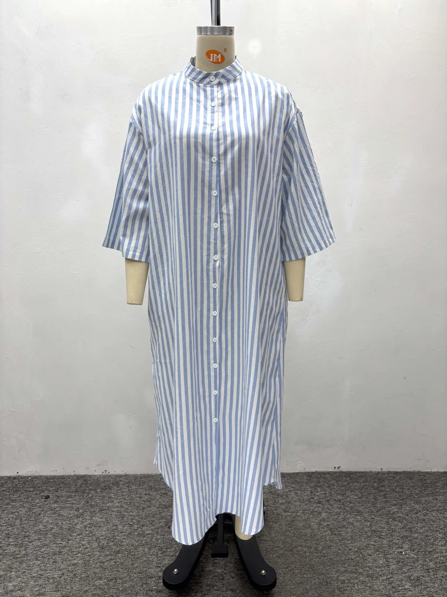 فستان نسائي طويل فساتين قميص عالية الخصر من Vestidos Y2k ملابس الشارع مخططة أنيقة بأكمام قصيرة للحفلات الليلية والعمل غير الرسمي #5