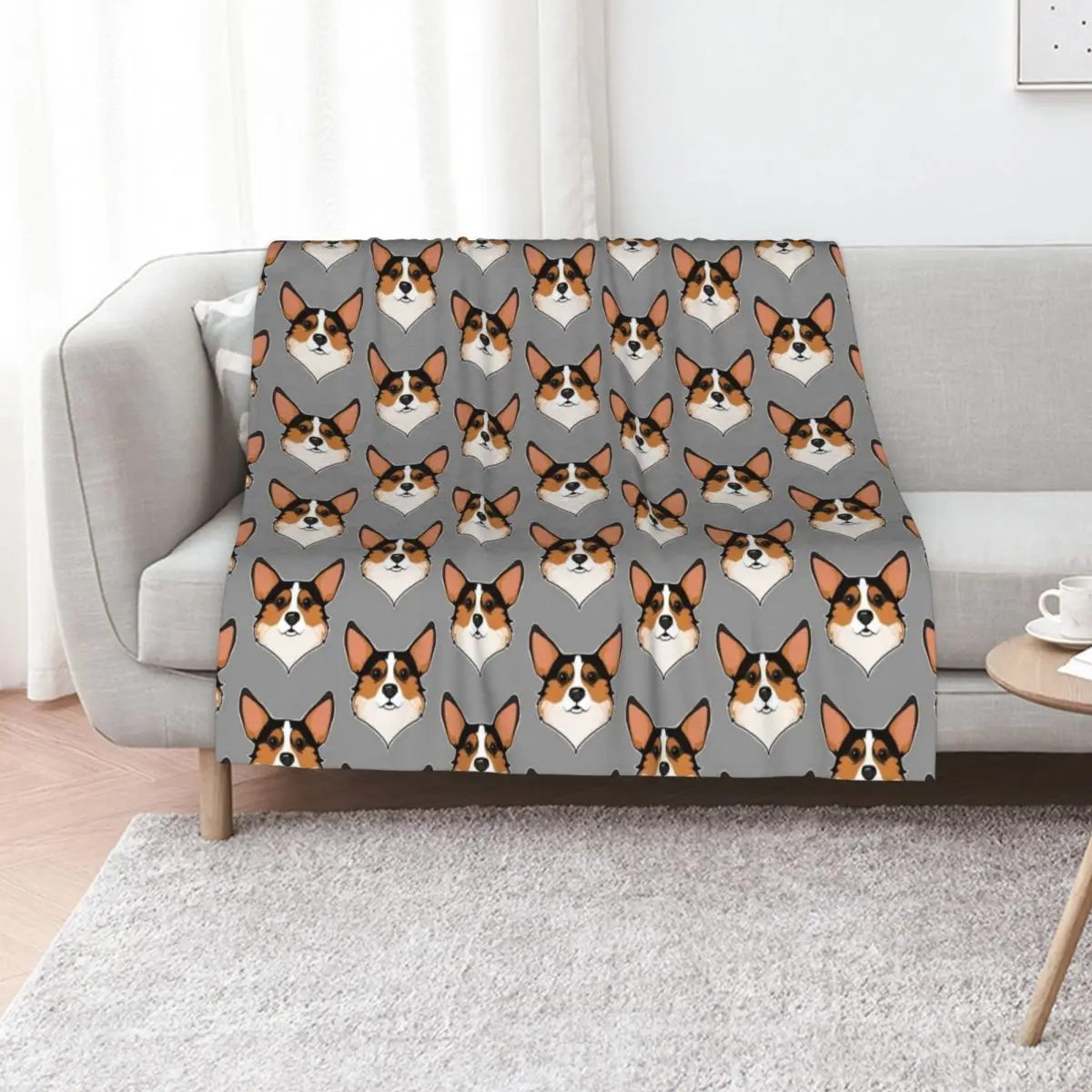 

Tri color Corgi Throw Blanket Plaid on the sofa christmas decoration blankets ands Decoratives Blankets