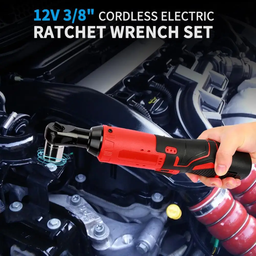 

Electric Wrench Anti-slip Large Torsion 90 Degree Angle Electric Ratchet Wrench Rechargeable LED Lights Torque Wrench