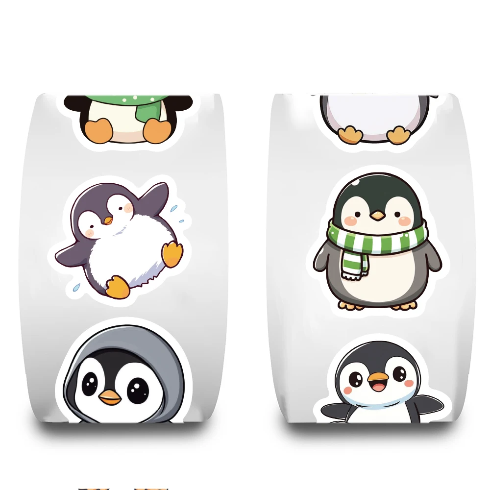 500 قطعة البطريق لفة ملصقات الجمالية القهوة الكرتون مقاوم للماء الهاتف المحمول الأمتعة الثلاجة سكيت الكتابة على الجدران ملصق