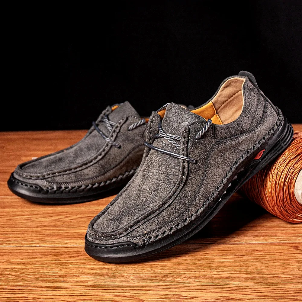 Original men's sports shoes, hand sewn Lefu shoes outdoor mountaineering British style luxury casual shoes designer men's shoes