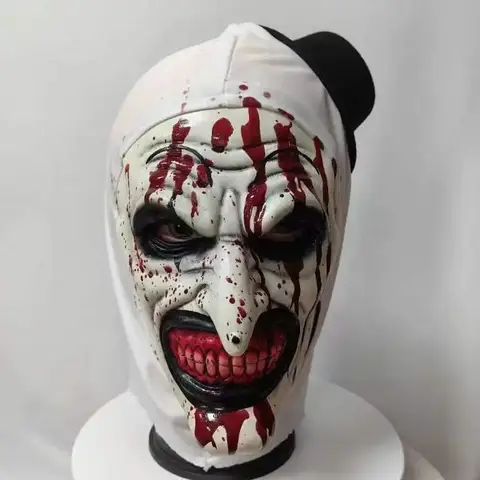 Själsskördande läskig clownmask med hatt, huvudbonad, skrämmande Halloween-kostym, festrekvisita, perfekt för cosplay-temafester 10 best sales läskig clownmask - №3