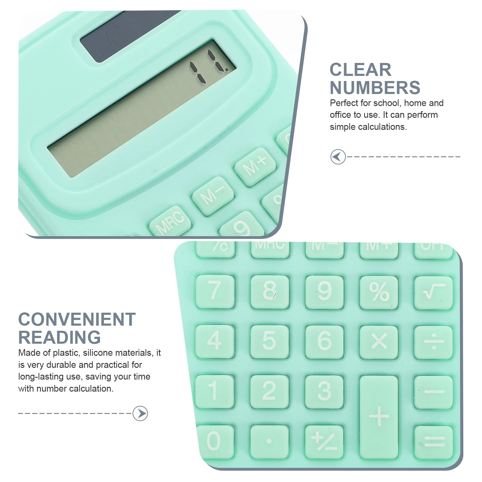 

Portable Calculator Small Size for Students Green Color Basic Math Functions Office Supplies Cute Design Long Lasting Plastic