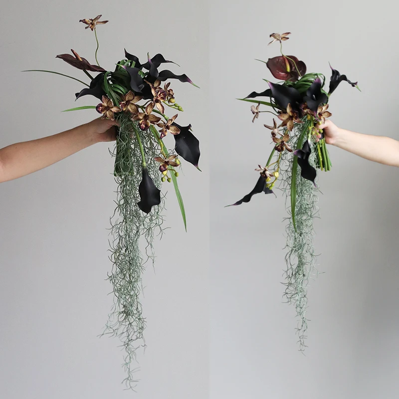 

Premium sense dark calla lily air fringe decoration ornament wedding photographer bouquet living room model room soft decoration