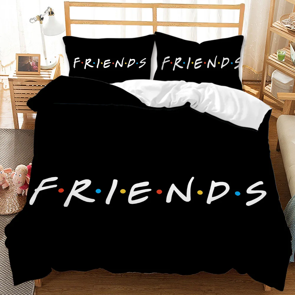 Friends Forever Bedding Duvet Cover With 2 Pillows Simple Style Bedding Set Relaxed Soft Queen Size Modern Home Pattern Style