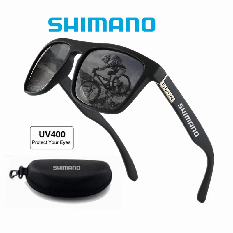 Shimano óculos de sol polarizados proteção uv400 para homens e mulheres ao ar livre caça pesca condução bicicleta óculos de sol caixa opcional