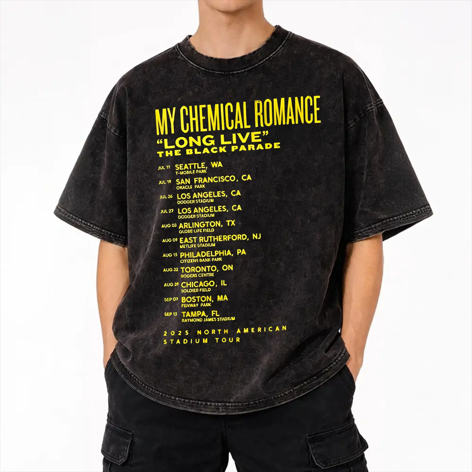 Printed The Black Parade 2026 Music My Chemical Romance mcr Washed T Shirt Merch Harajuku T-Shirts  for Men Women Tee Shirt