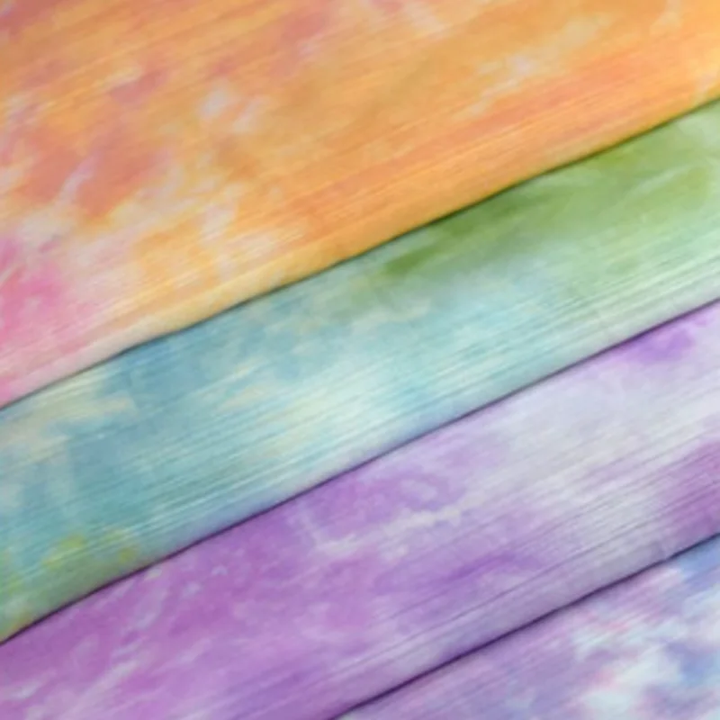 Colorful Ink Gradient Printed Long Bamboo Tie-Dye Fabric - Material for Summer Shirts Dresses  Han Chinese Style Clothing