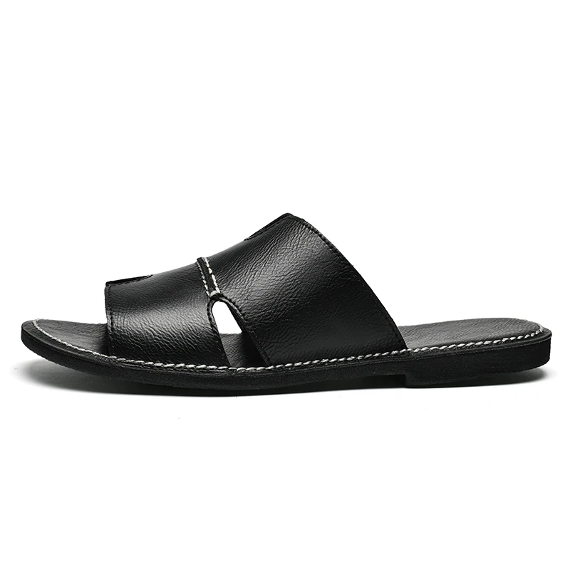 Summer Men Slippers Leather Slides Casual Flats Pantoufle Homme Chinelo Slide Outdoor Indoor