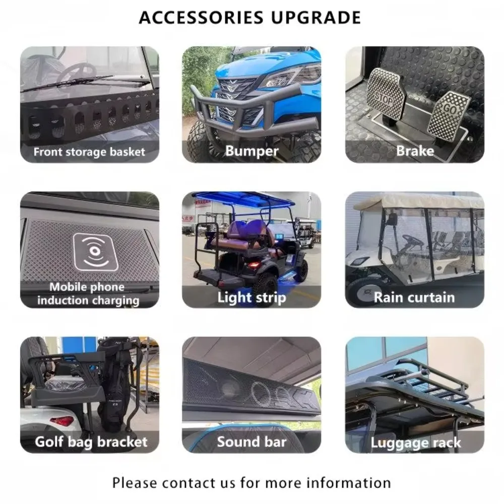 Electric Aluminum & Metal Body High-Speed 48V Lithium Battery Golf Cart with Tail Caddie Customizable Color 90km Range