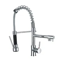 Factory Wholesale Price High Quality Chrome Brass Spring Kitchen Sink Faucet with Pull Down Sprayer Hot Cold Mixer Tap