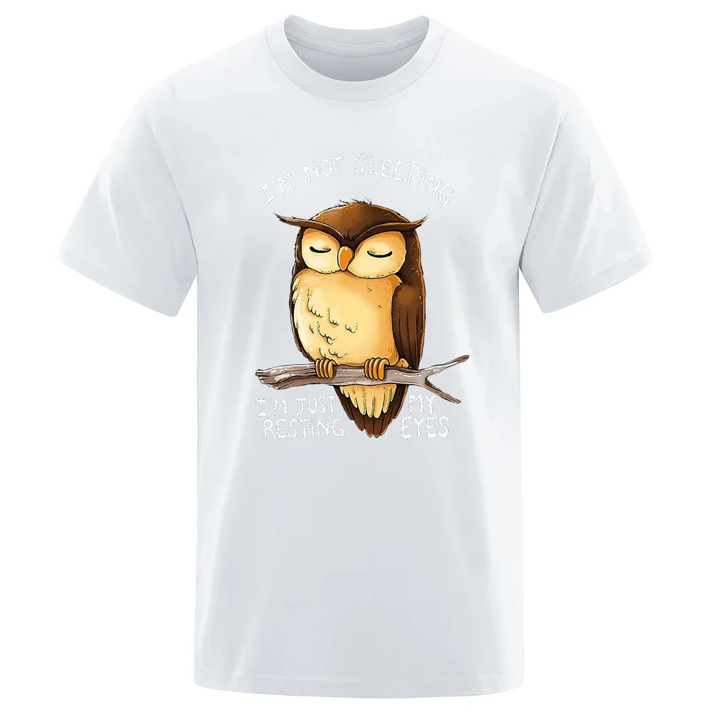 I'M Just Resting My Eyes Owl Male Cartoons Print Mens Street Clothing Breathable Cartoons T-Shirts Brand Tops Modal Casual Tee