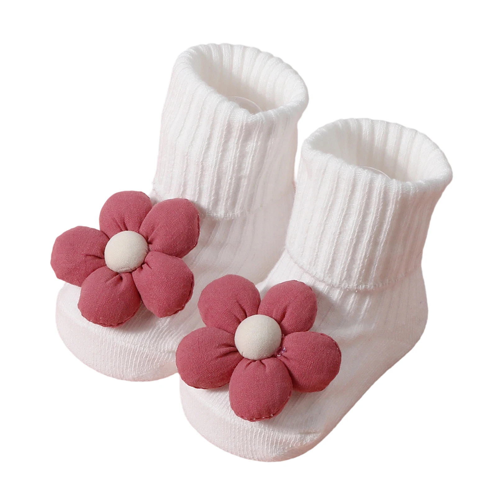 

Toddler Socks with Grippers Soft Cute 3D Flower Love Heart Bow Design Baby Non Slip Socks