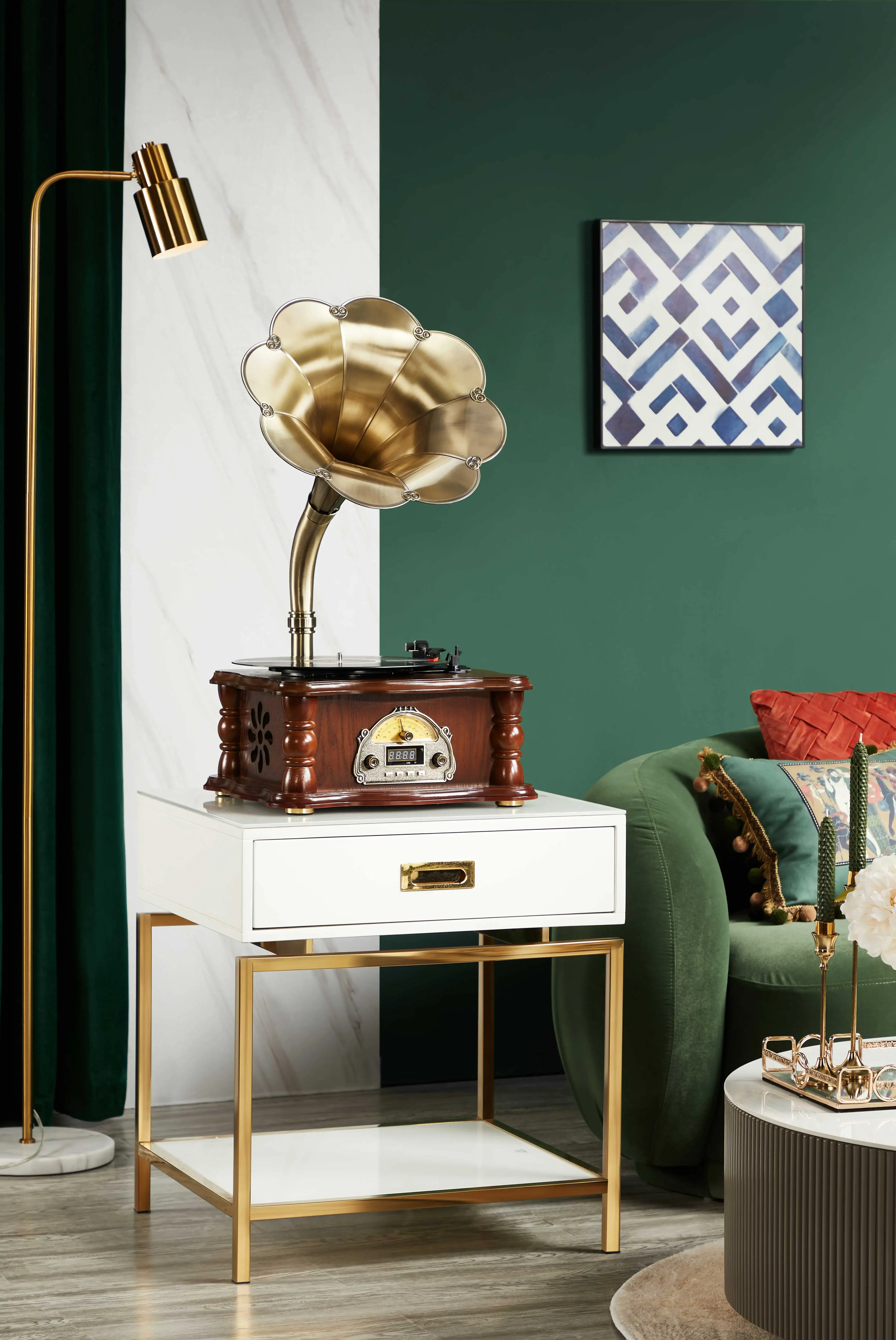 

Hooqu Gramophone Vinyl Records Turntable Player, Gramophone, Phonograph With A Bass
