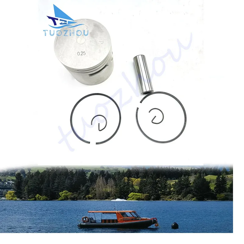 Piston and Piston Ring Set (0.25Mm O/s) For Yamaha  2 stroke Outboard Motor 25HP 30HP 61N-11635-00 61N-11635-00-00 61N-11635