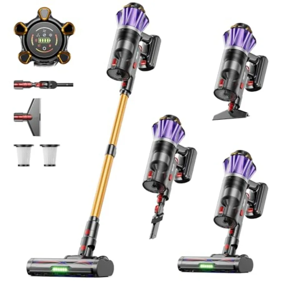 

Cordless Vacuum Cleaner, 650W 55Kpa 70Mins Cordless Stick Vacuum with Hurricane Mode, 1.8L Cup, Anti-Tangle Vacuum Cordless, Se