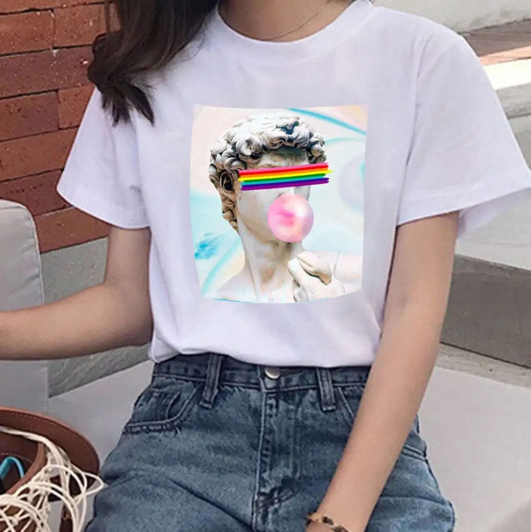 Michalengelos David Statue Lgbt Gum Ball T Shirt Art Rome Sculpture Aesthetic Chewing Pride Gay Trans Queer