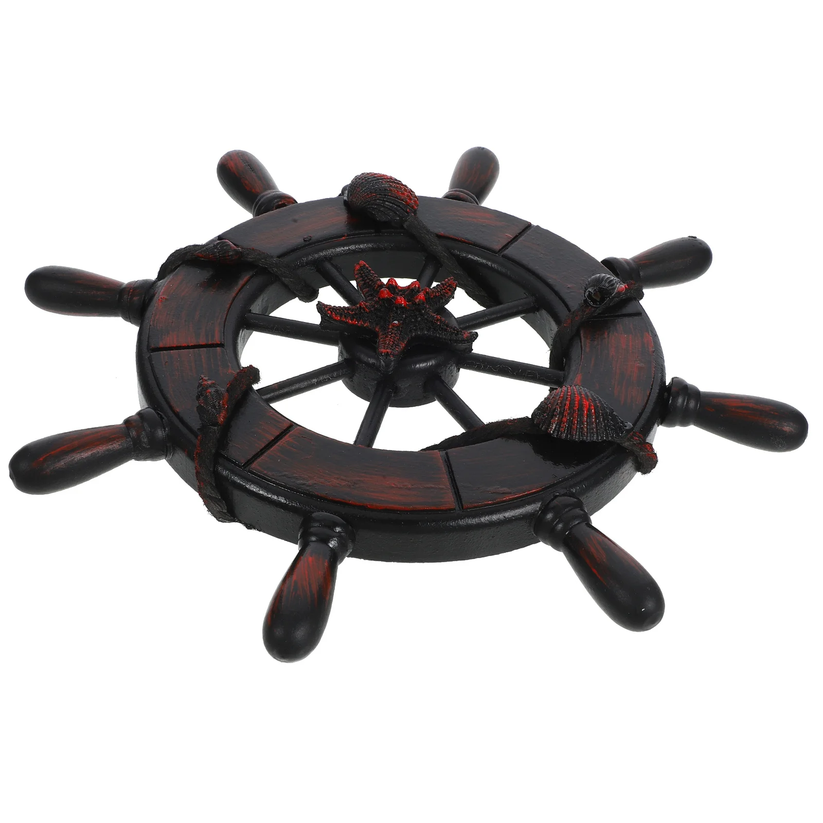 

Dark Rudder Wall Decor Wooden Ship Wheel Hanging Decoration For Indoor Home Office Cafe Hotel Living Room Bedroom Coastal