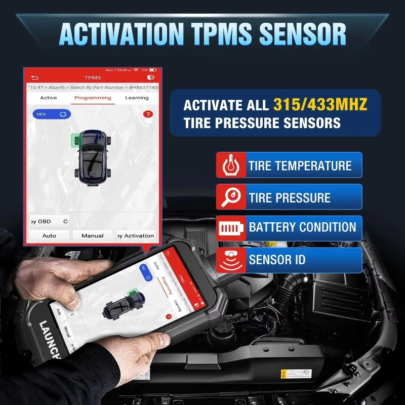 X431 TPMS CRT 5011 V2 Tire Pressure Diagnostic Tools 315/433MHz RF-Sesor Activation Car OBD2 Scanner 12 Reset Free Update