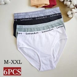 6Pcs/Set Cotton Panties Women High Waist Briefs Comfort Female Underpants Solid Color Soft Underwear M-2XL Intimates