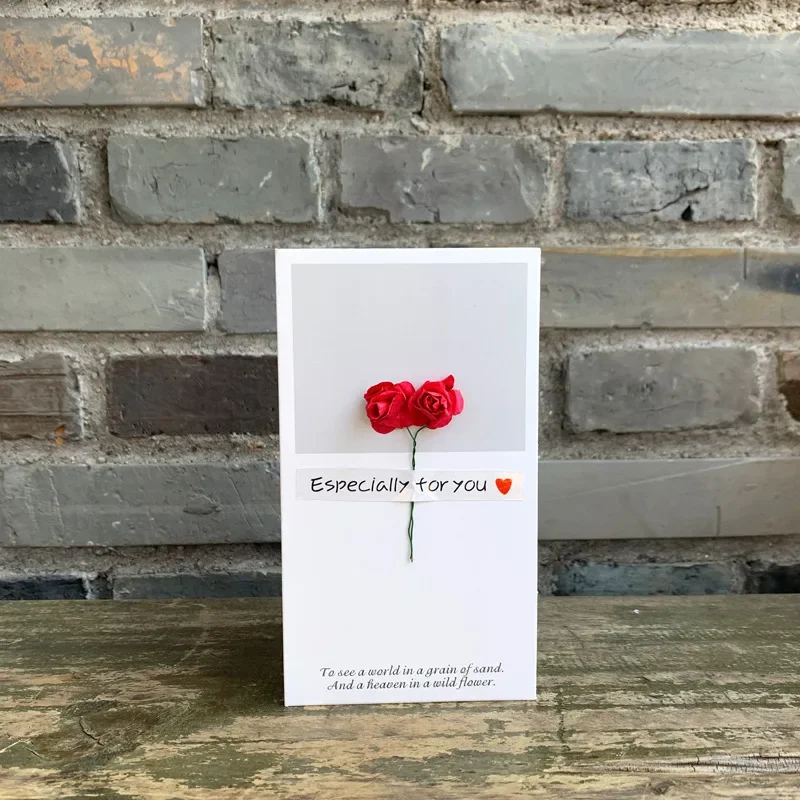 10pcs Creative Silk Flowers Greeting Card Artificial Flower Invitations Decoration Memo Cards  Flowers