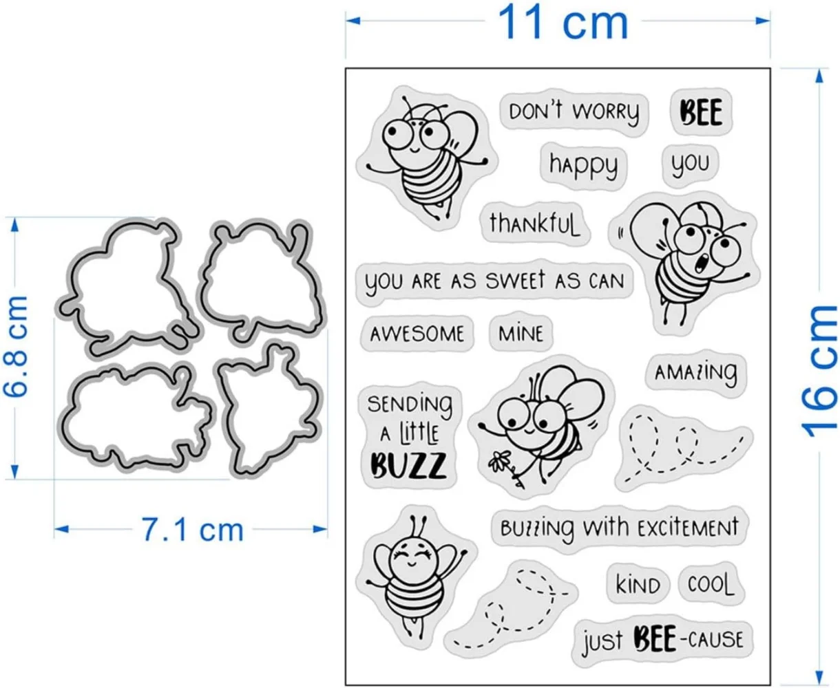 Happy Bee Day Postzegels En Dies Ingesteld Voor Het Maken Van Scrapbooking-Diy-Albumbenodigdheden