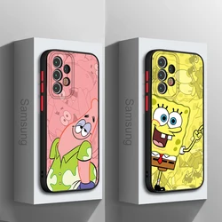 SpongeBobes Cute For Samsung Galaxy A15 A05 A54 A34 A24 A73 A53 A23 A52 A71 A51 Frosted Translucent Hard Phone Case