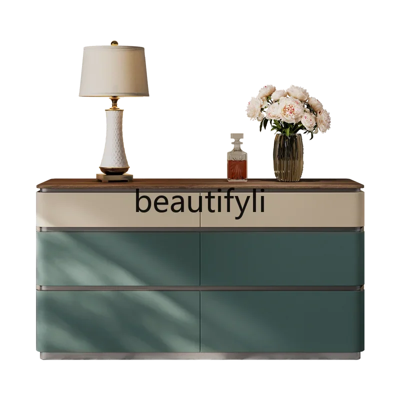 

11Light luxury bedside bucket cabinet custom bedroom walnut TV cabinet storage drawer storage porch chest cabinet