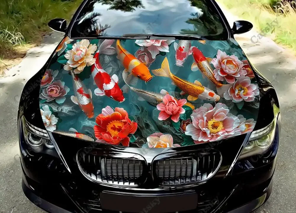 

flower carp animal Car Hood Decal Vehicle Decal Vinyl Sticker Car SUV Wrap Paint Truck Graphic Car Hood Vinyl