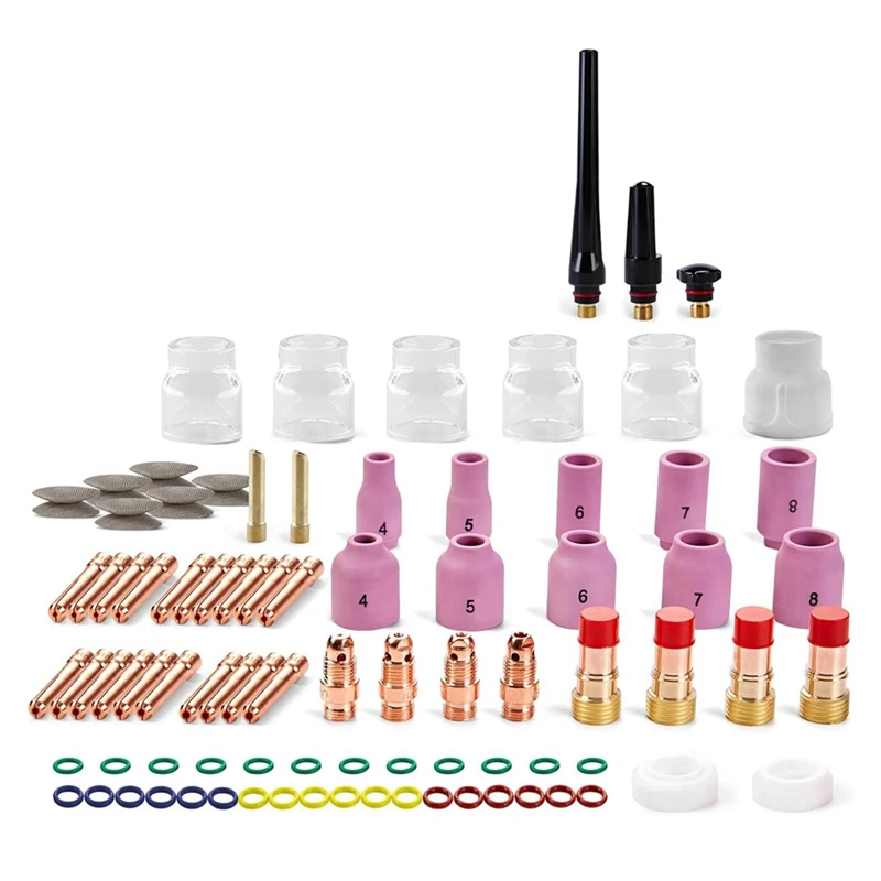 

87PCS TIG Welding Torch Accessories Kit Stubby Gas Lens 12 Glass Cup Kit For WP-17/18/26