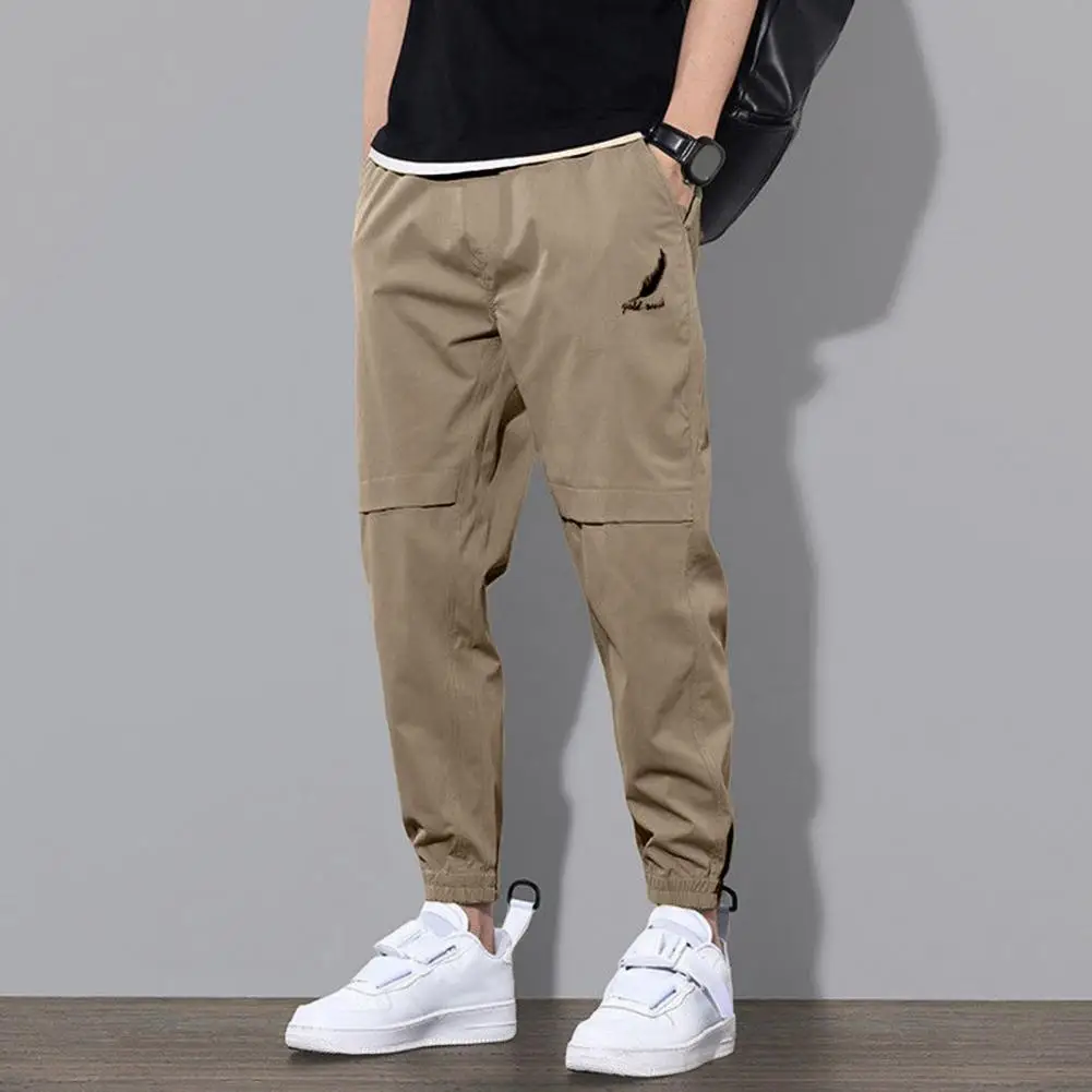 Fashion Casual Sweatpants Comfy Men Pants Elastic Waistband Solid Color Casual Sweatpants  Versatile