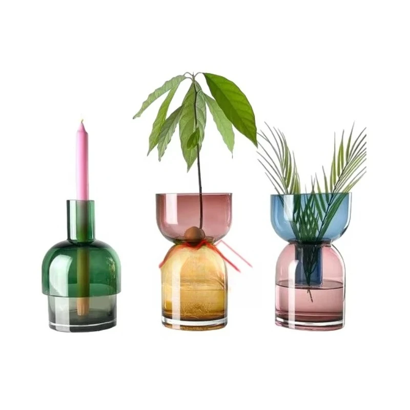 

Design a set of 3 glass vases stained glass tabletop decorative vase Midim size table glass vase