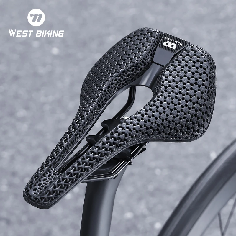 WEST BIKING 3D Printed Bike Saddle Ultralight Shock Absorption Bicycle Seat Breathable MTB Road Bike Cushion Cycling Accessories