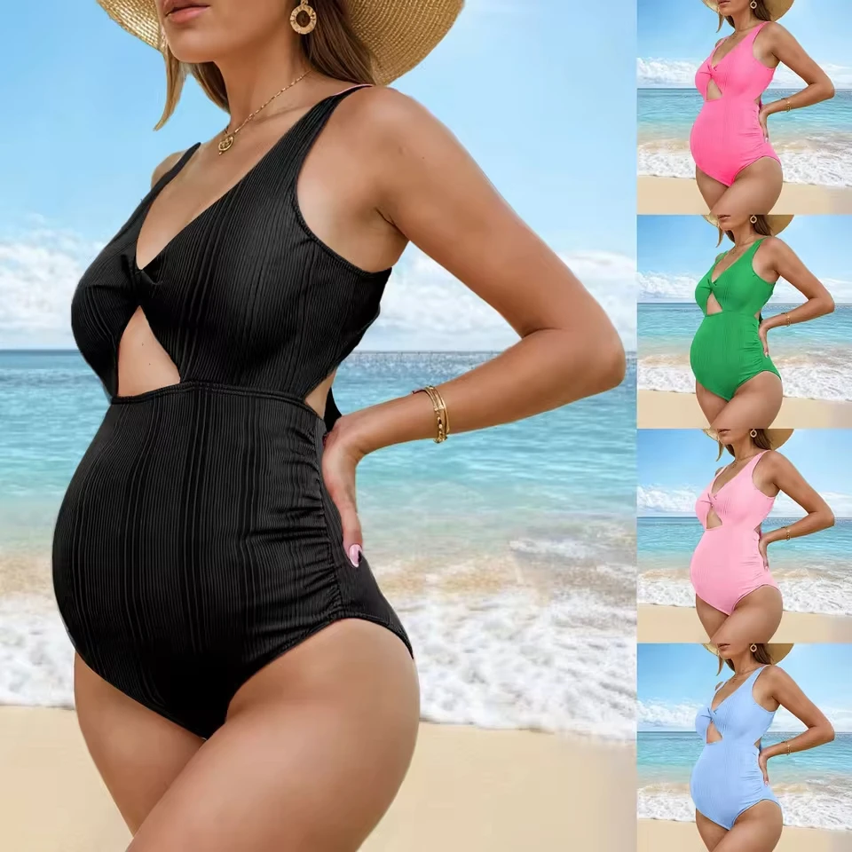 

Pregnant Women'S Solid Color Sexy One Pc Swimsuit Bikini New High Elastic Bikini Women'S Swimsuit Women'S Bikinis And Tankinis