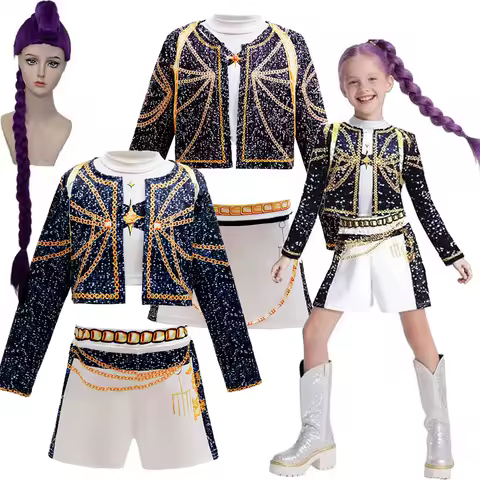 Hot KPop Rumi Cosplay Fashion Clothes Demon Girls Hunters Stage Performance Dress Up Uniform Children Singer Show Party Costumes