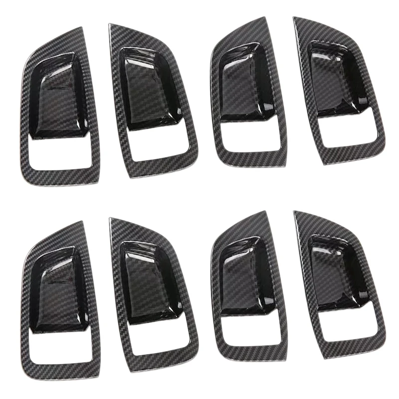 For Mitsubishi Pajero Sport 2020 8PCS Carbon Fiber ABS Car Door Handle Bowl Protector Cover Trim Moldings Car Styling