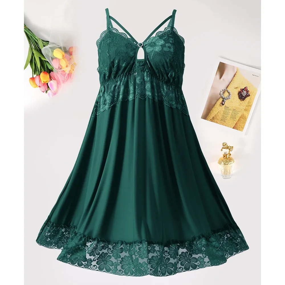 ثوب نوم نسائي صيفي مزين بالدانتيل - ملابس داخلية رفيعة ومريحة ومثيرة، الأكثر مبيعًا للتجارة الخارجية #4