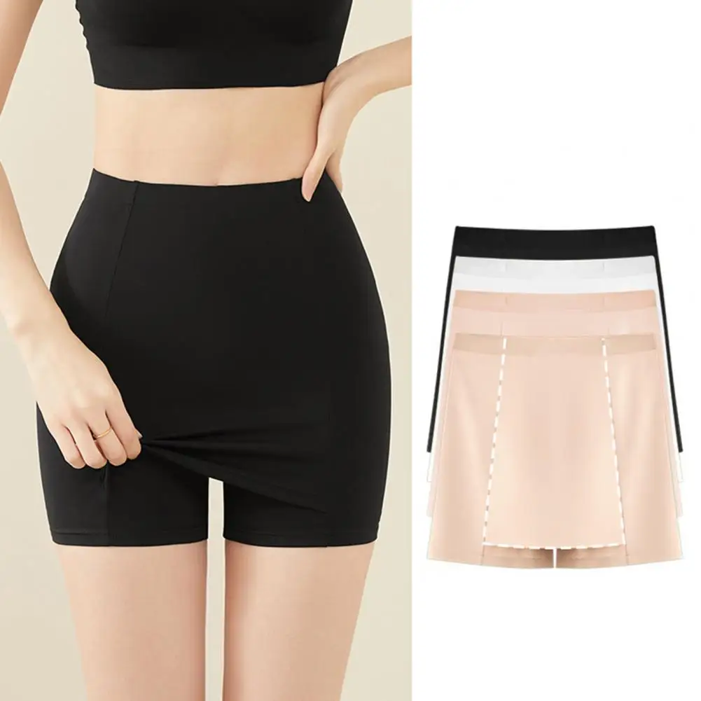 Anti-exposure Home Pants High Waist Tummy Control Yoga Shorts for Women Anti-exposure Safety Pants with Skirt Quick for Active