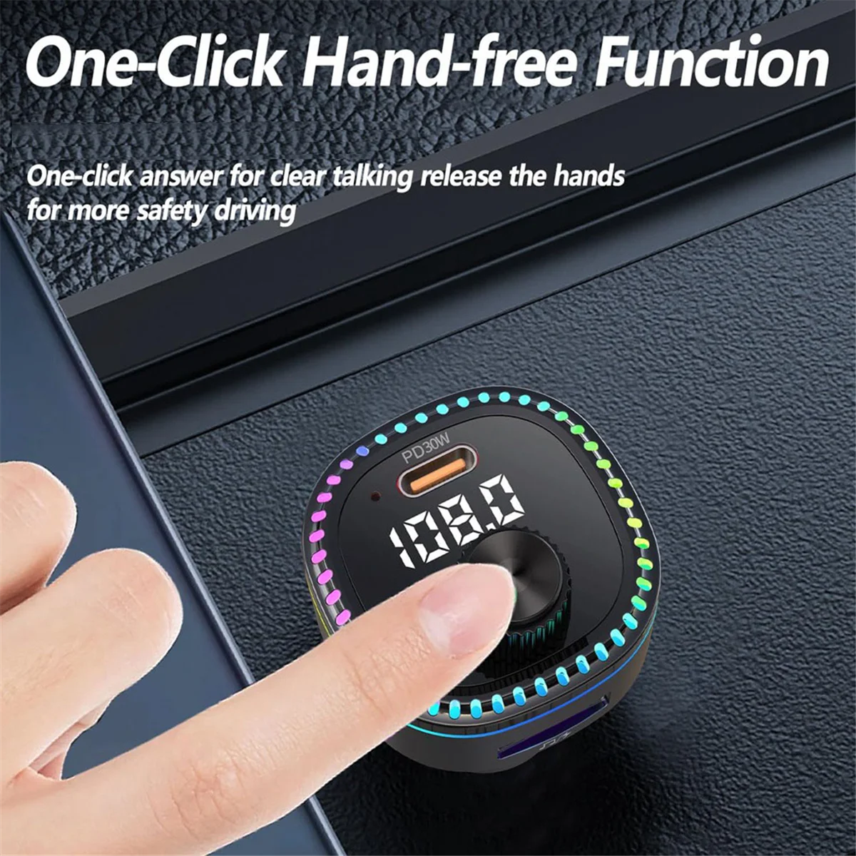 FM-передатчик POP-lBluetooth 5.3 для автомобиля, автомобильный адаптер Bluetooth, поддержка MP3-плеера, громкой связи, светодиодная подсветка, U