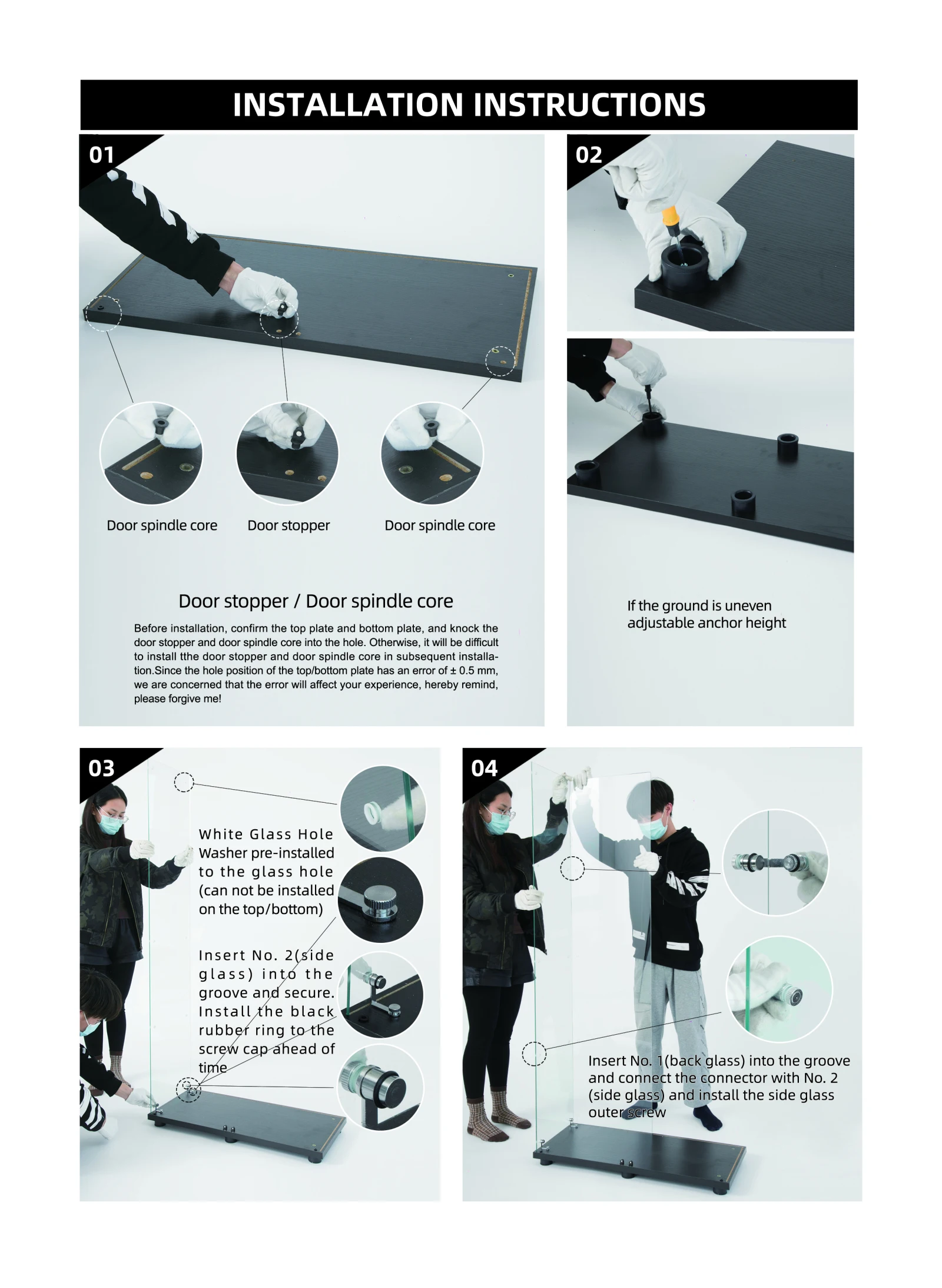 Kabinet tampilan kaca 4 rak dengan pintu, rak buku Curio berdiri lantai untuk ruang tamu kamar tidur kantor, 64.56 "x 16.73 & r