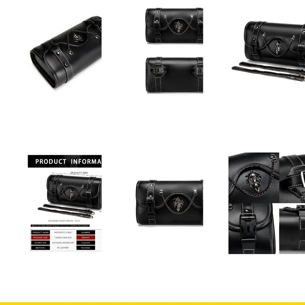 

SZCH Мотоциклетная седельная сумка, винтажная сумка для инструментов, кожаная сумка в стиле панк для хранения, сумка на руль с