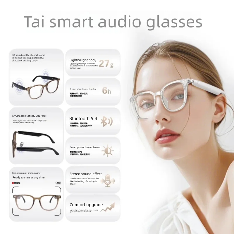 

Smart Bluetooth Glasses GS07 for Cycling Driving Music Call AI Translation Lenses Dimmable Wireless Communication Technology