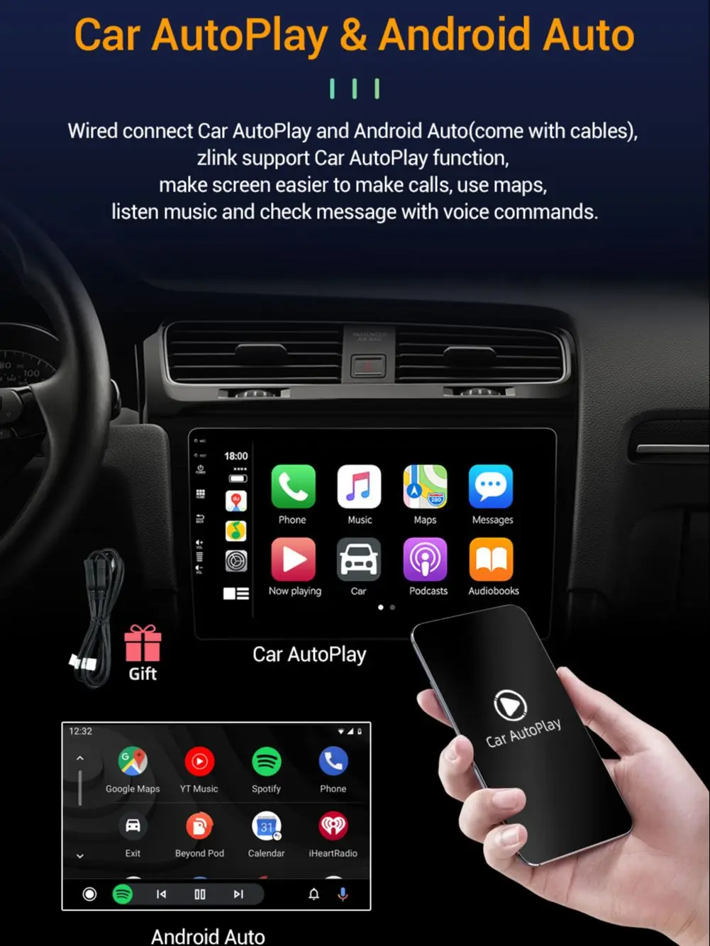 BXLIYER – autoradio Android 12, Navigation GPS, Carplay, 6 go/2012 go, lecteur multimédia vidéo, 2din, pour voiture Renault Logan 2 Sandero 2 (2019 – 128)