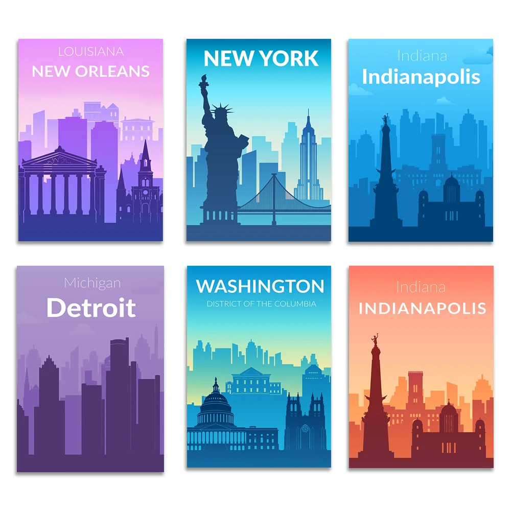 Solid Color US Cities Poster, Miami Florida Solid Color Modern Poster Print, Modern State Poster for Office Decorations