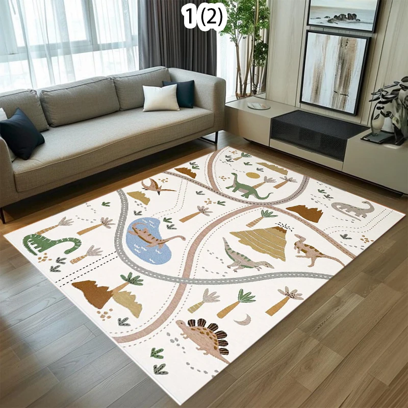 Children's Play Carpet Rail Transit Printed Carpet Dinosaur Park Carpet Children's Soft Climbing Mat Home Decoration Floor Mat