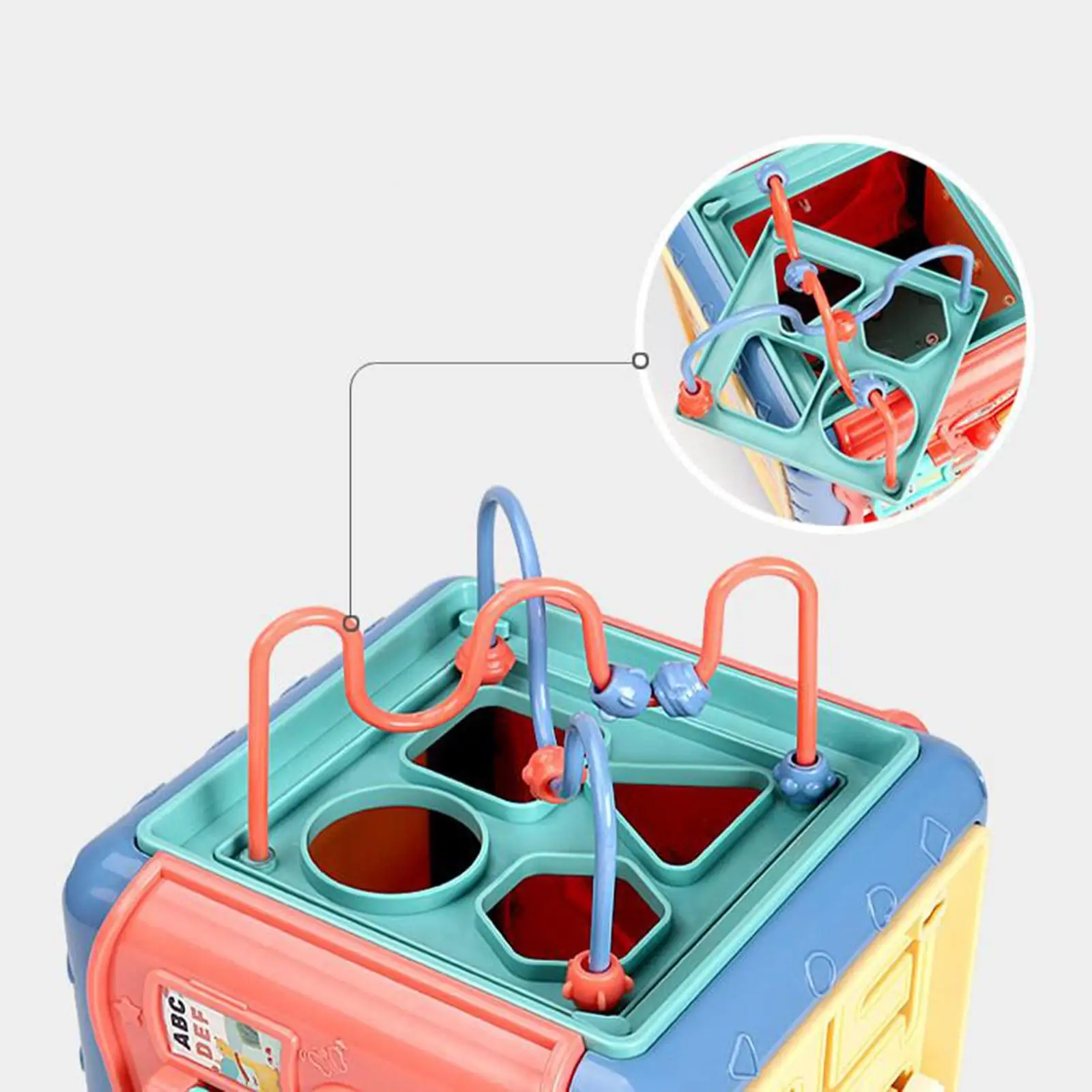 Shape Sorting Cube Toy for Toddlers Montessori Educational Activity Center with Bead Maze and Abacus for Kids 1-3 Years Old